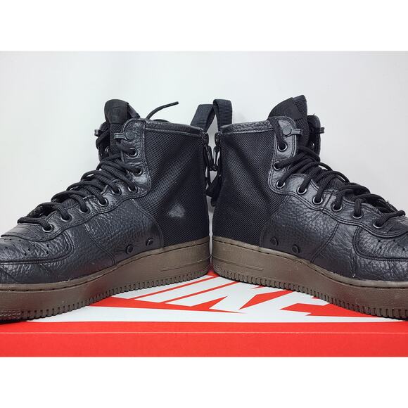 Nike SF Air Force 1 Mid BLACK 917753-002 Size 10 WORN - Picture 6 of 8